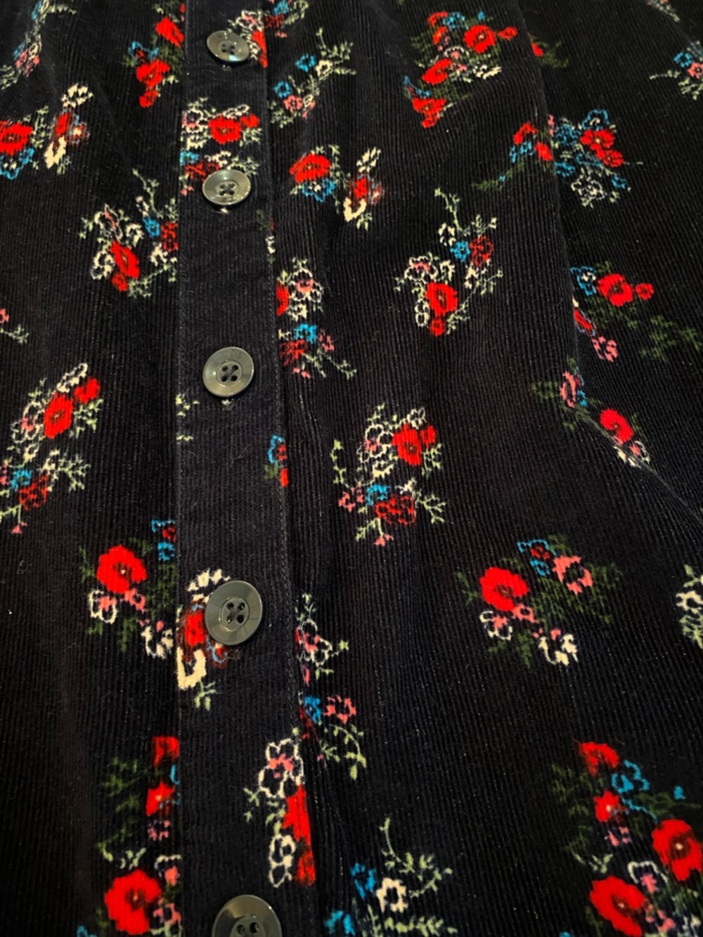 The Vermont Country Store Pin Corduroy Prairie Cottagecore Modest Floral Dress L - Picture 4 of 11